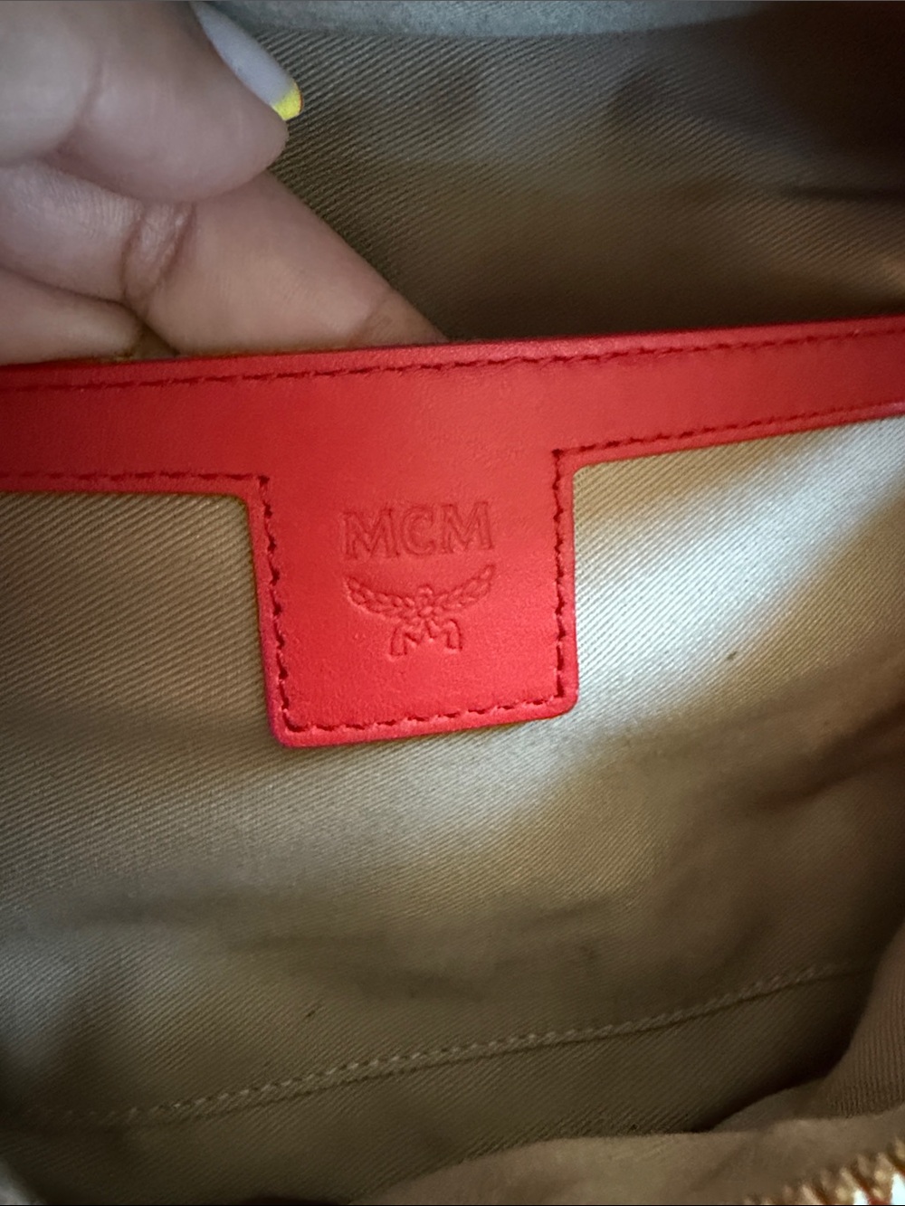 MCM Brown Visetos Leather Crossbody Belt Bag with Multicolor Diamonds - Picture 10 of 14